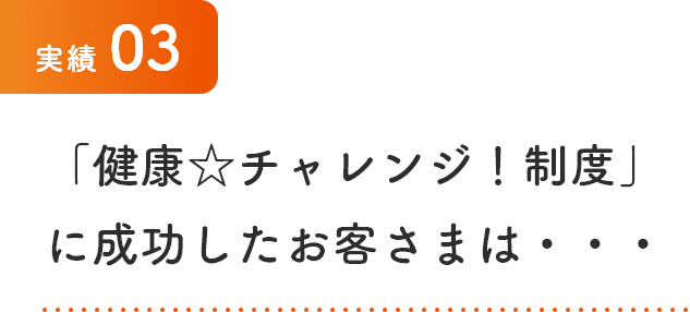 実績3 「健康☆チャレンジ！制度」に成功したお客さまは・・・