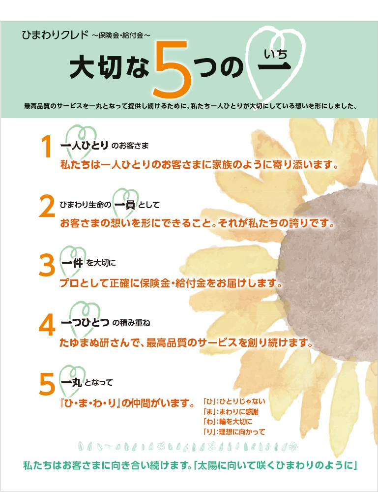 ひまわりクレド～保険金・給付金～ | 【公式】SOMPO