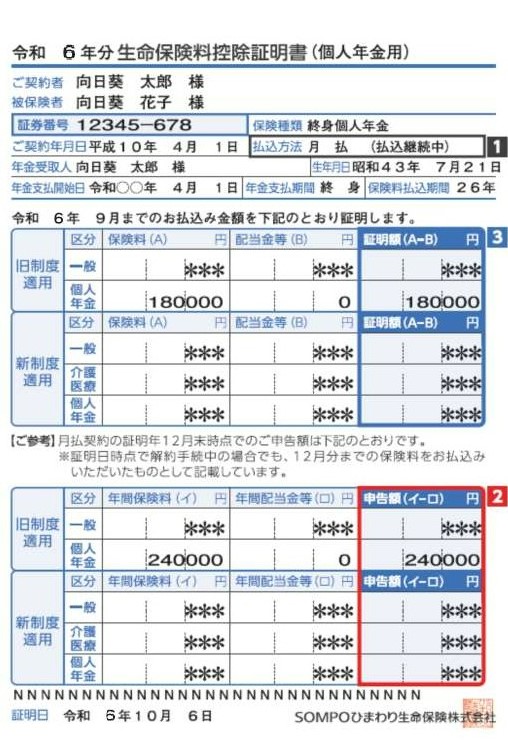 ひまわり様ご確認用 生命保険料控除に関するご案内 | 【公式】SOMPOひまわり