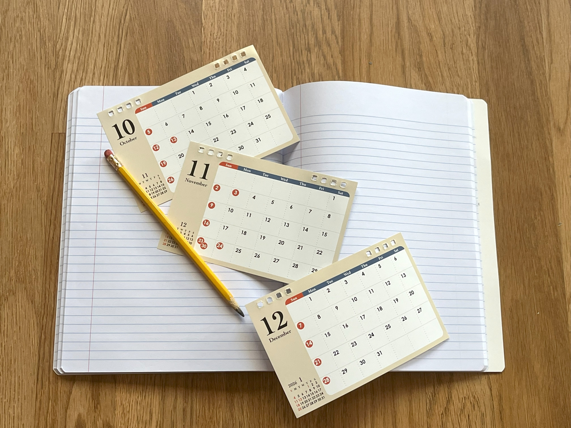ノートとカレンダー