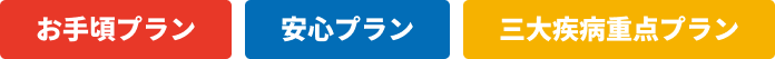 お手頃プラン、安心プラン、三大疾病重点プラン