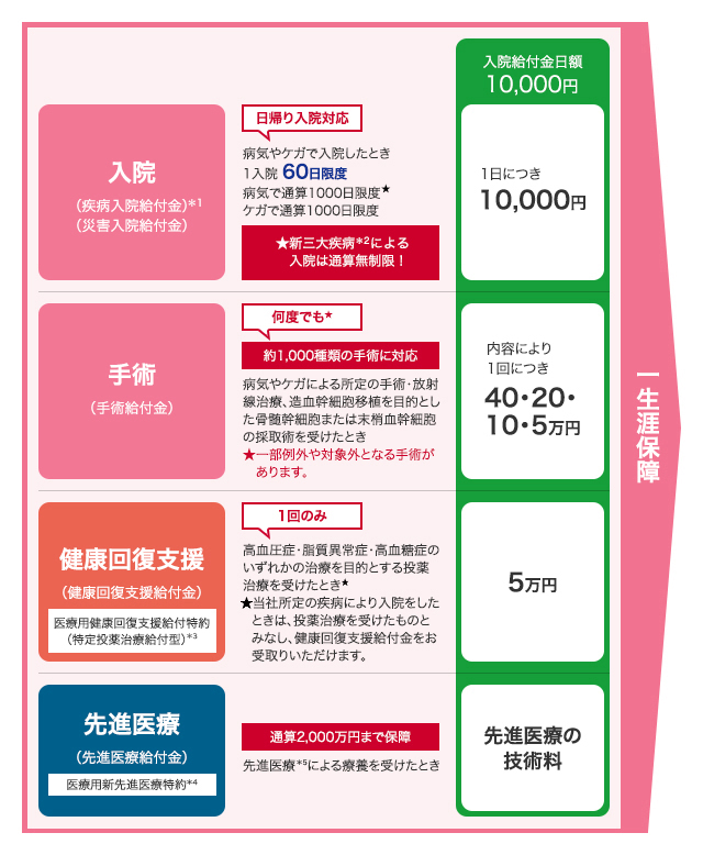 新・健康のお守りの保障内容
